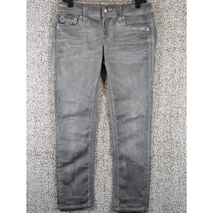 Rock Revival Boris Crop Jeans Embellished Pockets Gray Wash Size 28 (Fits 30x27)